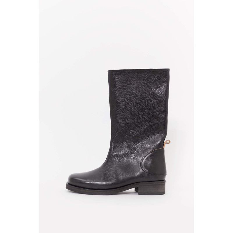 OUR LEGACY DEEP BLACK LEATHER HAUL CAMION BOOTS